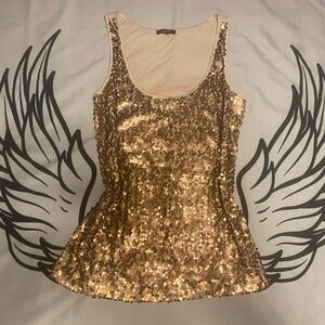 Express Rose Gold Sequin Tank Top
